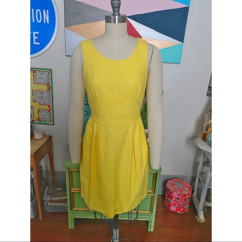 J. Crew Sunny Yellow Fit and Flare Dress Size 2